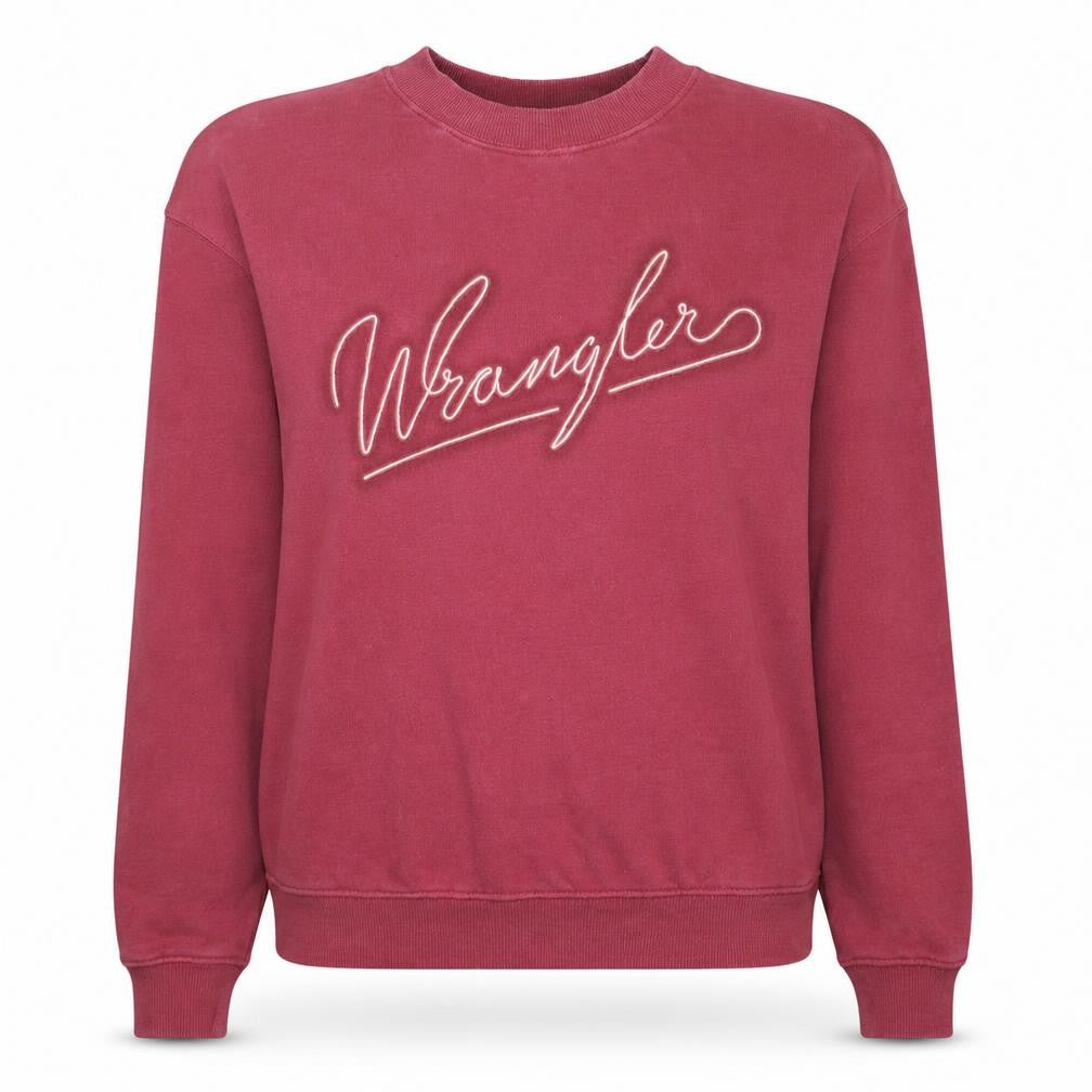 Wrangler Womens Pink Crew Neck Pullover Sweatshirt M Cotton Casual