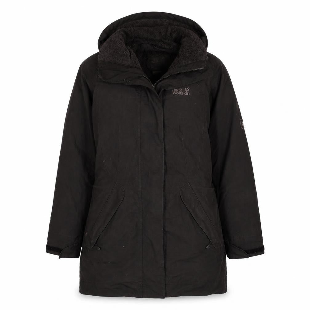 Jack Wolfskin Women's Black XS Parka Coat Hooded Waterproof Winter Jacket