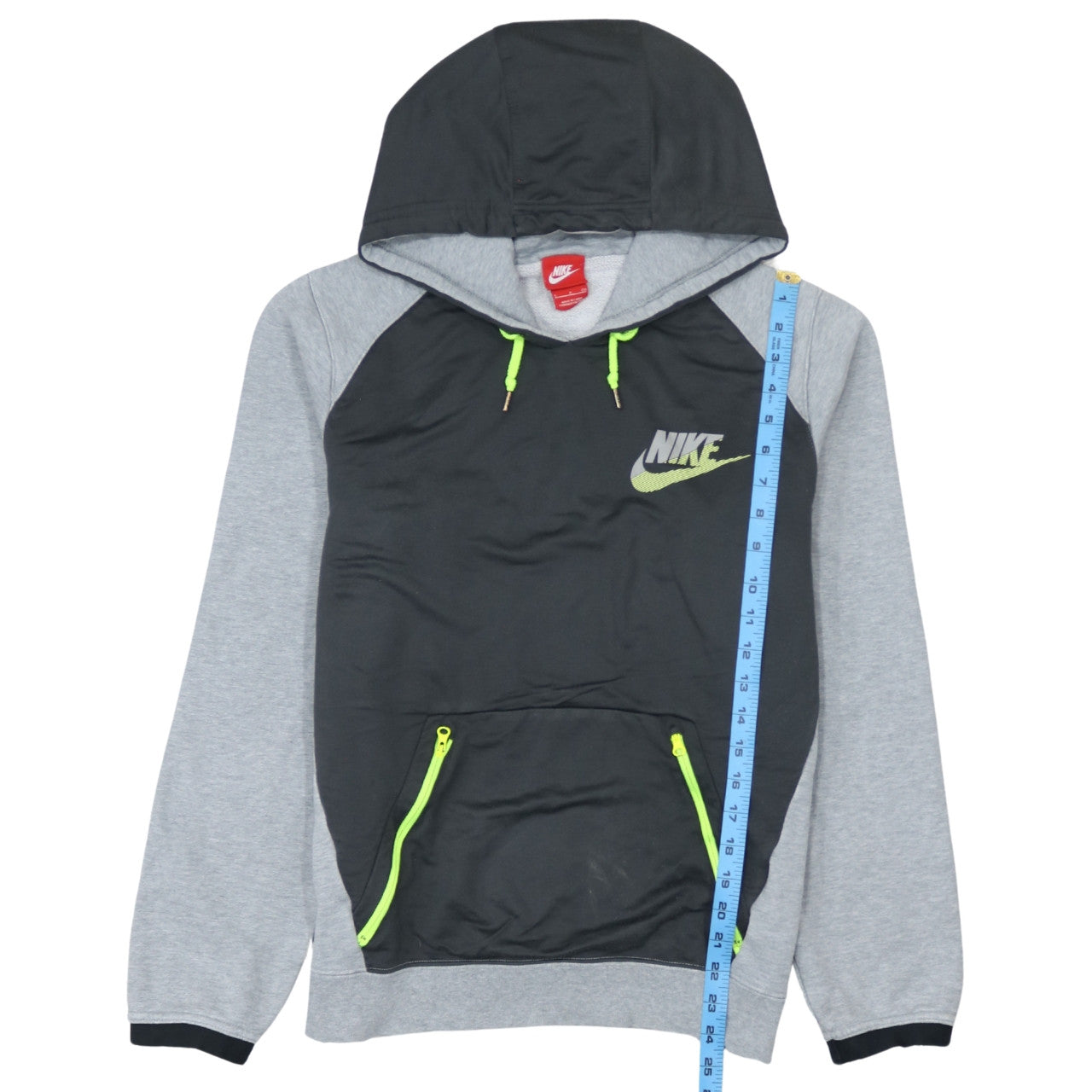 Nike Men's Grey Pullover Hoodie Small Sports Fleece Zip Pockets