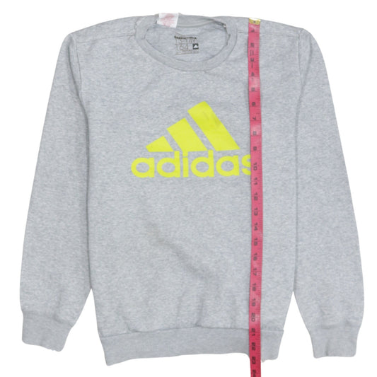 Adidas Boys Grey Pullover Sweatshirt 13-14 Years Logo Fleece Jumper