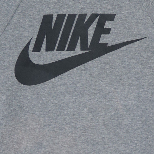 Nike Men's Grey XL Pullover Hoodie with Logo Print