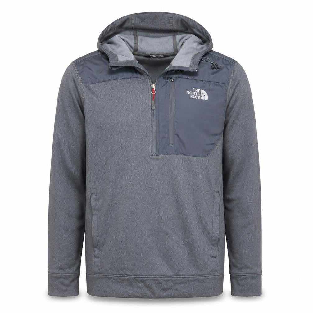 The North Face Men's Grey Half Zip Hooded Fleece Pullover M