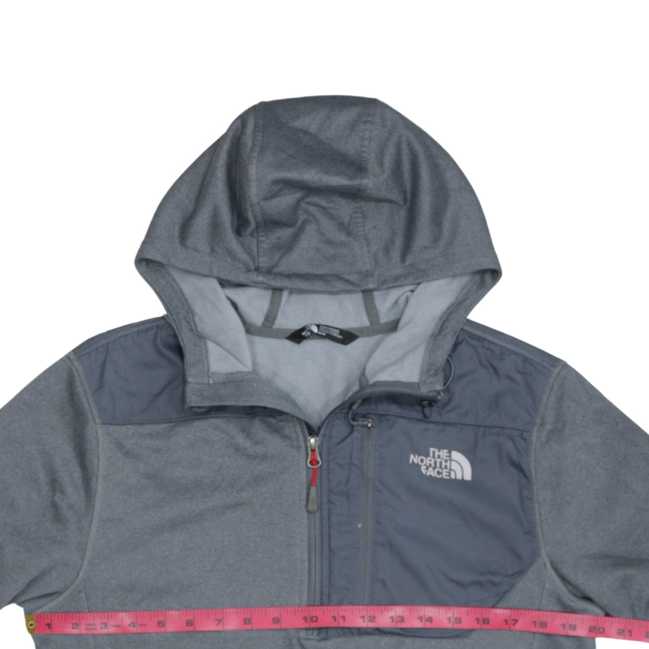 The North Face Men's Grey Half Zip Hooded Fleece Pullover M