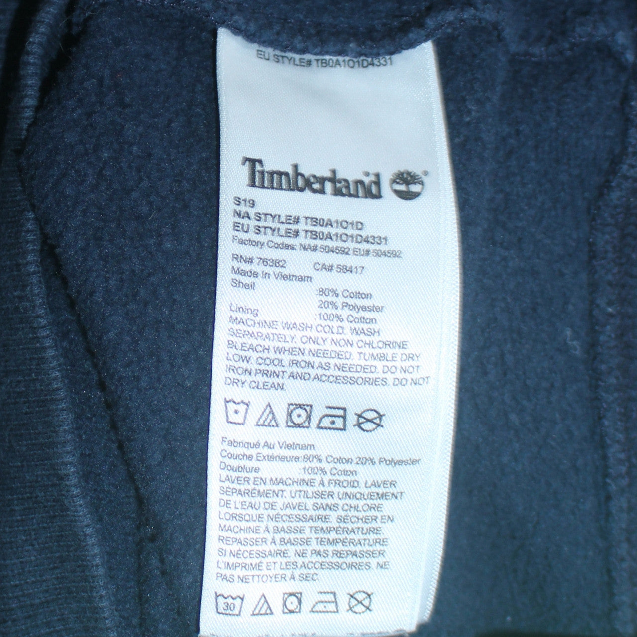 Timberland Men’s Blue Pullover Hoodie Medium Graphic Logo