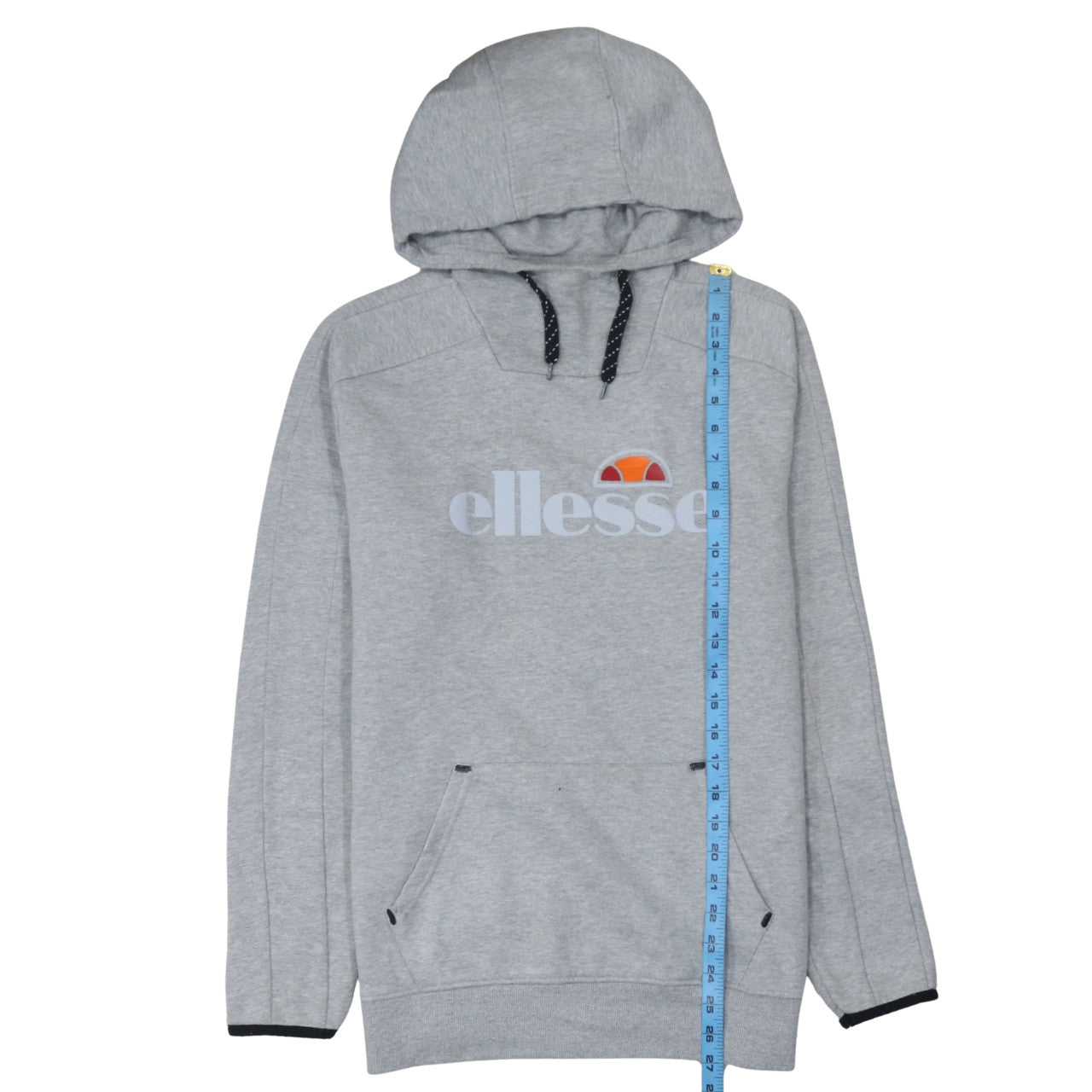 Ellesse Mens Grey Pullover Hoodie Size S Logo Fleece Sweatshirt