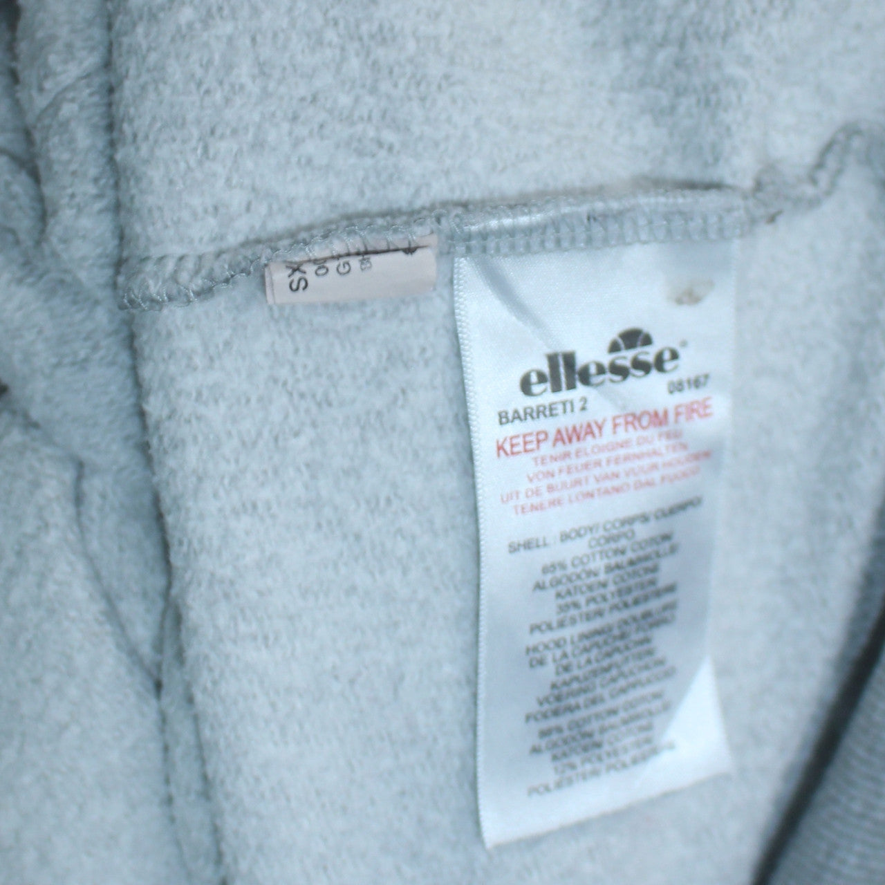 Ellesse Mens Grey Pullover Hoodie Size S Logo Fleece Sweatshirt