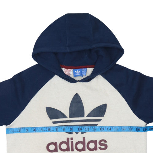 Adidas Boys Beige & Navy Pullover Hoodie Size 13-14 Years Cotton Blend