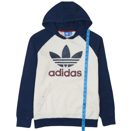 Adidas Boys Beige & Navy Pullover Hoodie Size 13-14 Years Cotton Blend