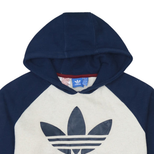 Adidas Boys Beige & Navy Pullover Hoodie Size 13-14 Years Cotton Blend