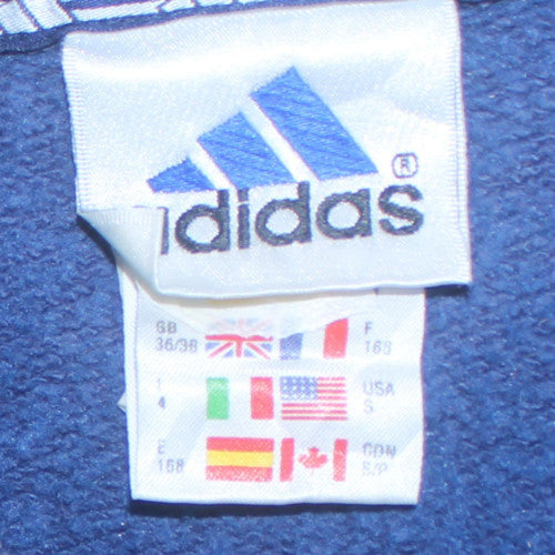 Adidas Mens Blue Pullover Sweatshirt S Regular 2000 Sports Embroidered