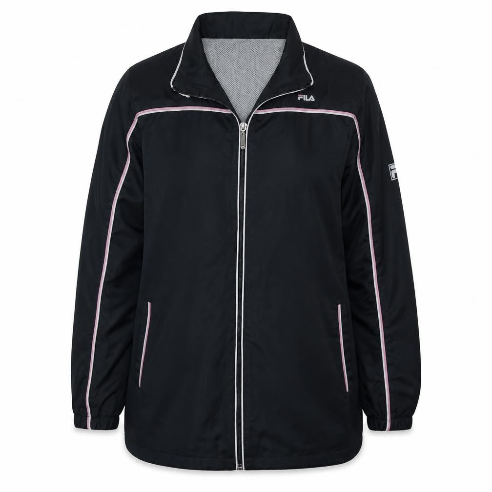 FILA Womens Black Windbreaker Jacket L Full Zip Sports Style