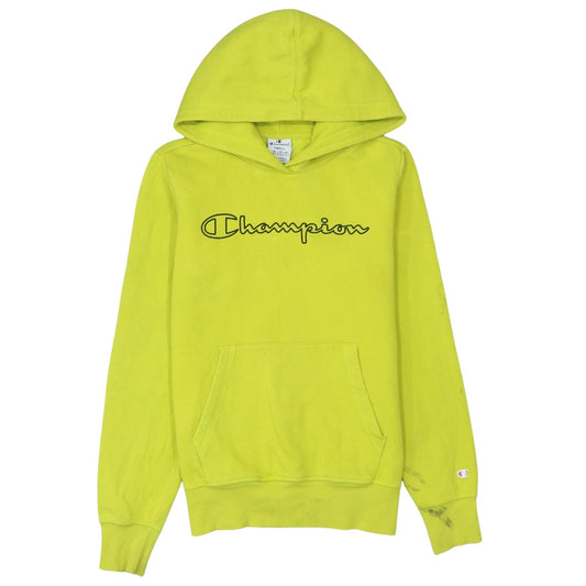 Champion Men's Yellow Small Pullover Hoodie with Logo