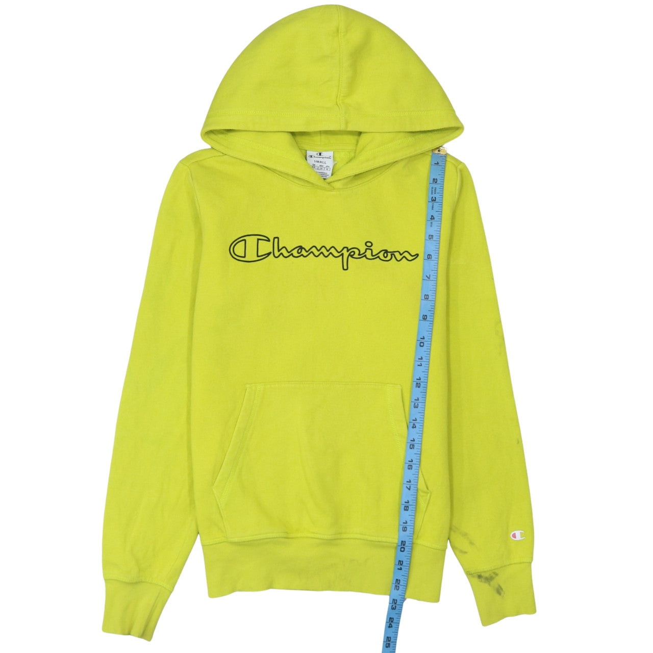 Champion Men's Yellow Small Pullover Hoodie with Logo