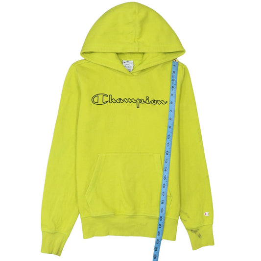 Champion Men's Yellow Small Pullover Hoodie with Logo