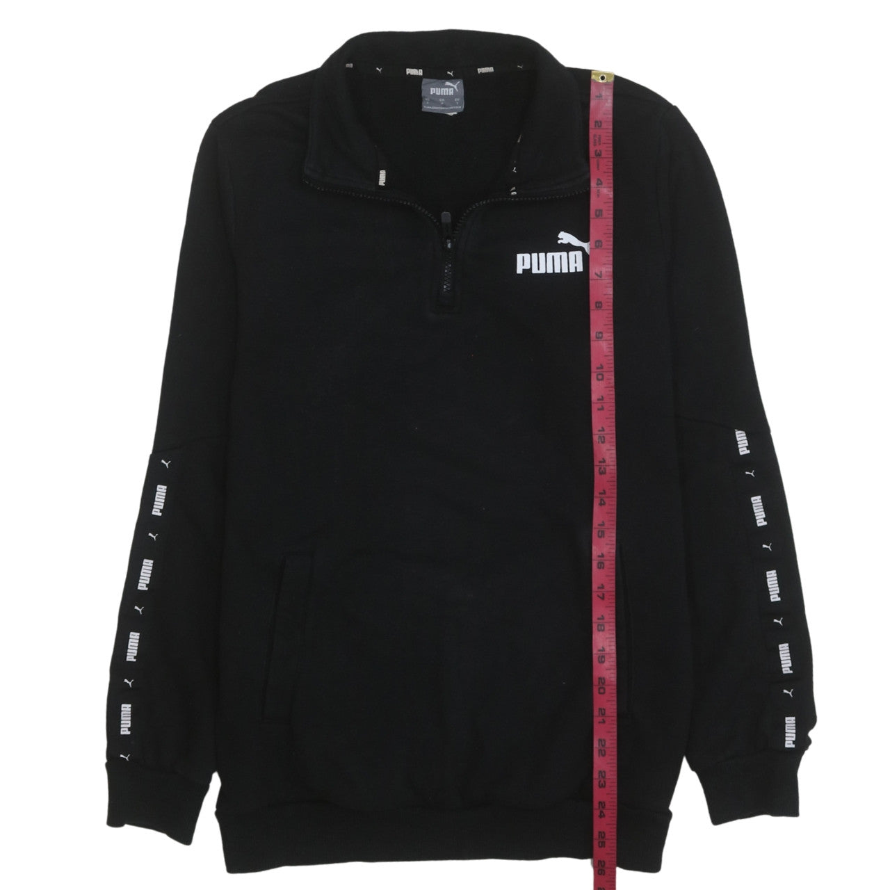 Puma Men's Black Small 1/4 Zip Logo Fleece Sweatshirt