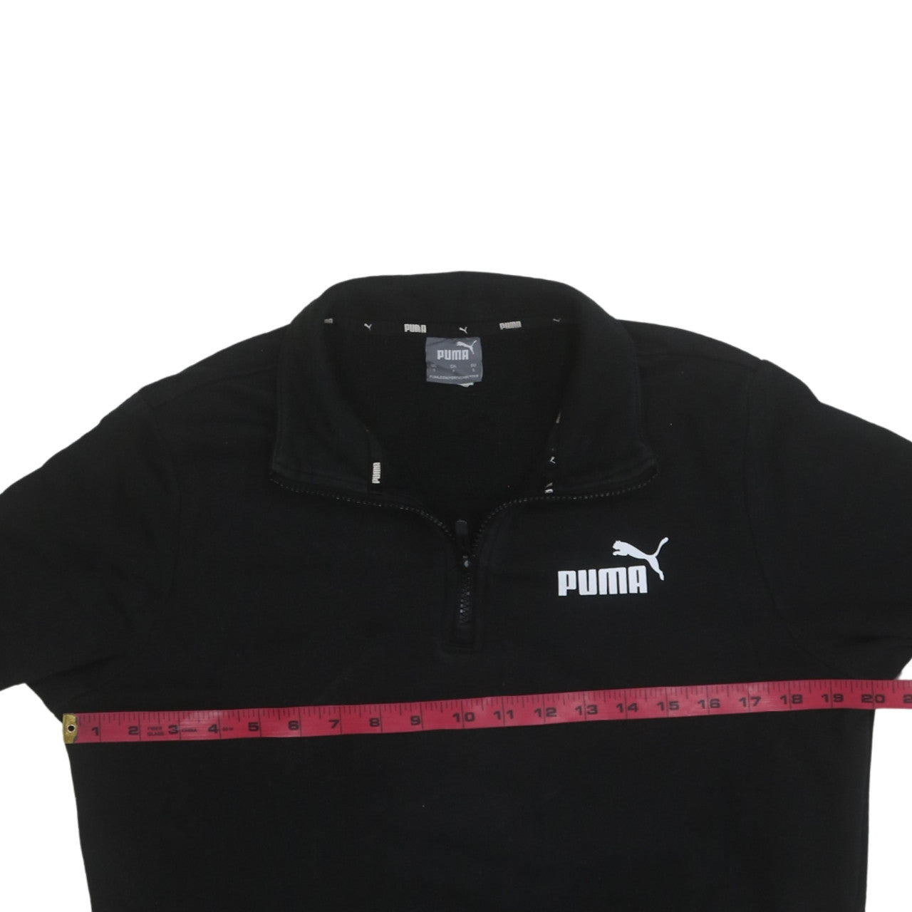 Puma Men's Black Small 1/4 Zip Logo Fleece Sweatshirt