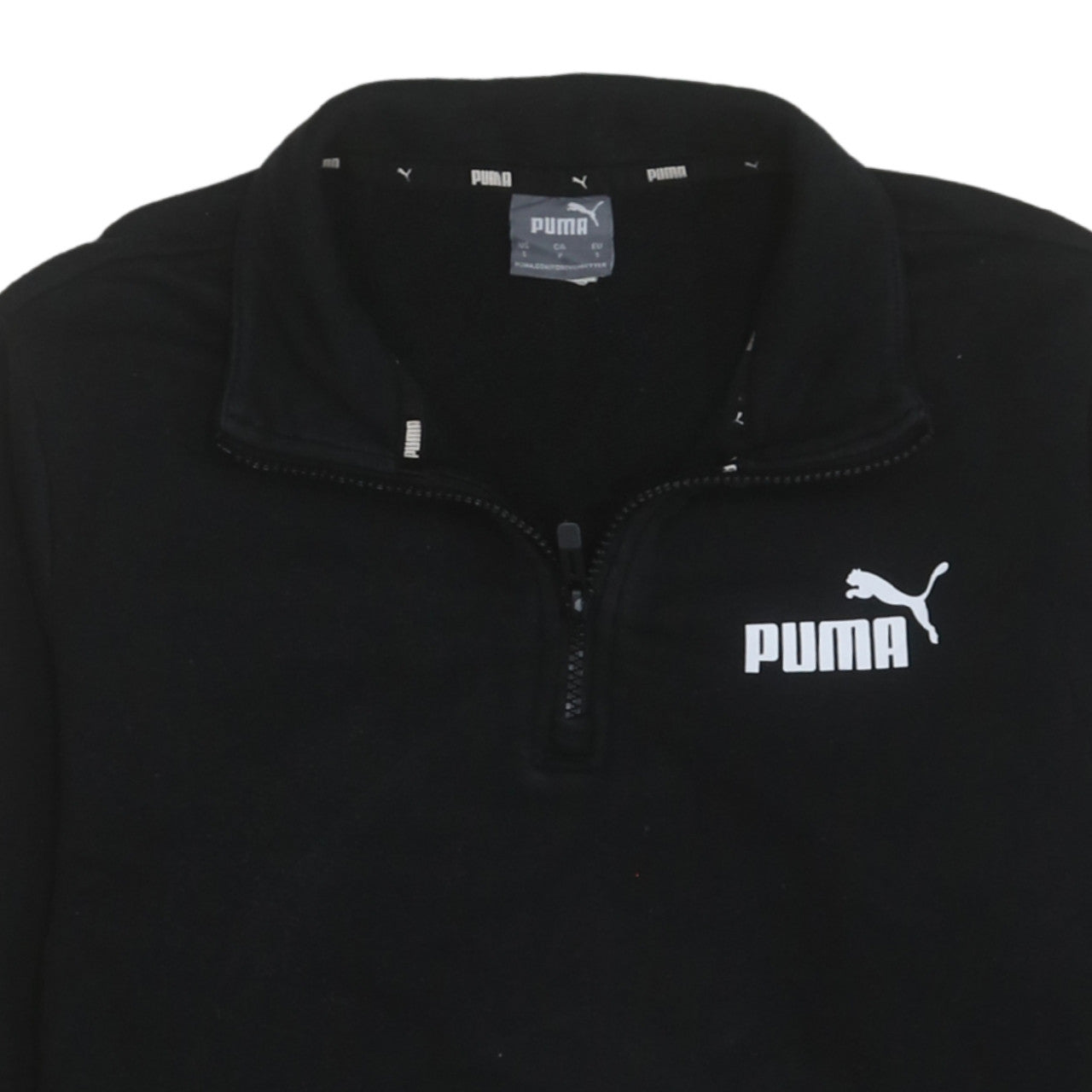 Puma Men's Black Small 1/4 Zip Logo Fleece Sweatshirt