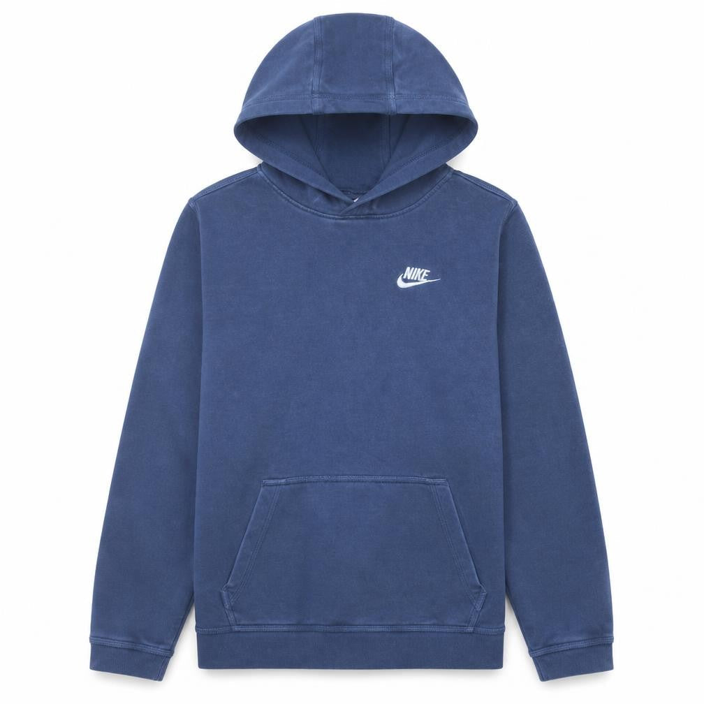 Front view of Nike boys’ blue pullover hoodie xl fleece hooded sweatshirt