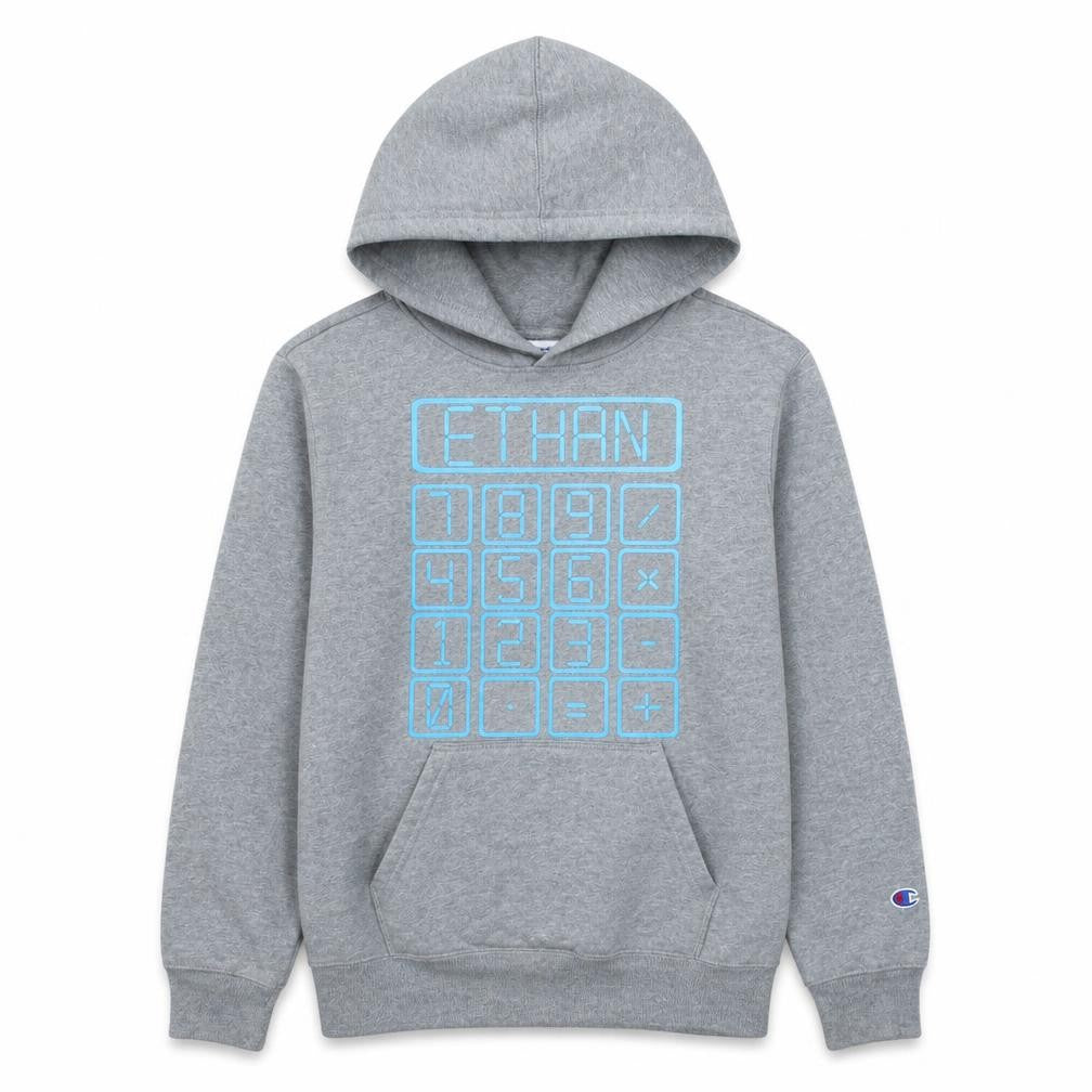 Champion Mens Grey Pullover Hoodie L Regular Fit Graphic Print