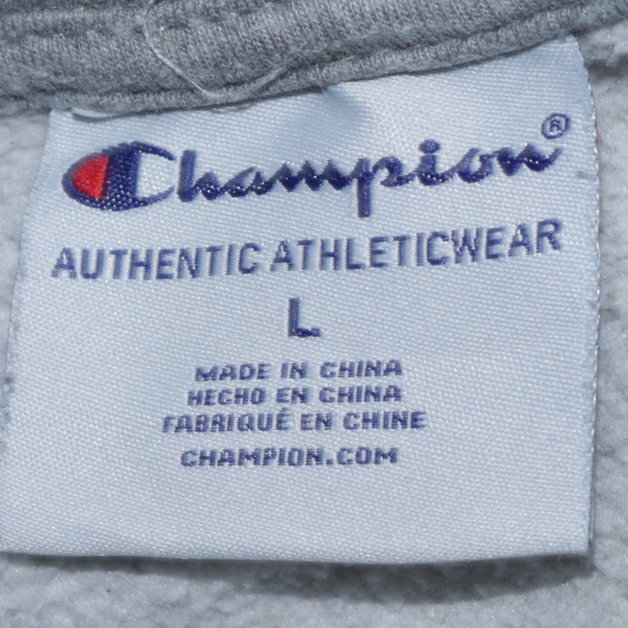Champion Teens Grey Pullover Hoodie L Regular Fit Graphic Print