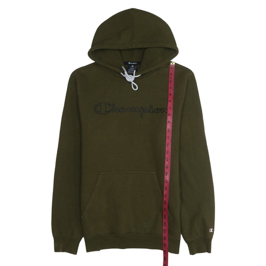 Champion Men’s Green Pullover Hoodie Large Logo Cotton Blend