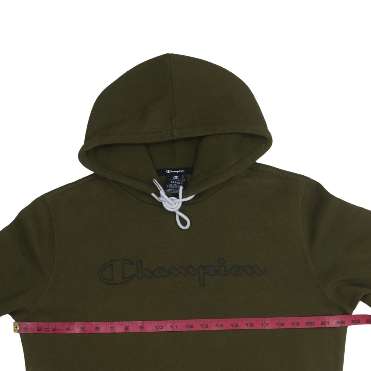 Champion Men’s Green Pullover Hoodie Large Logo Cotton Blend