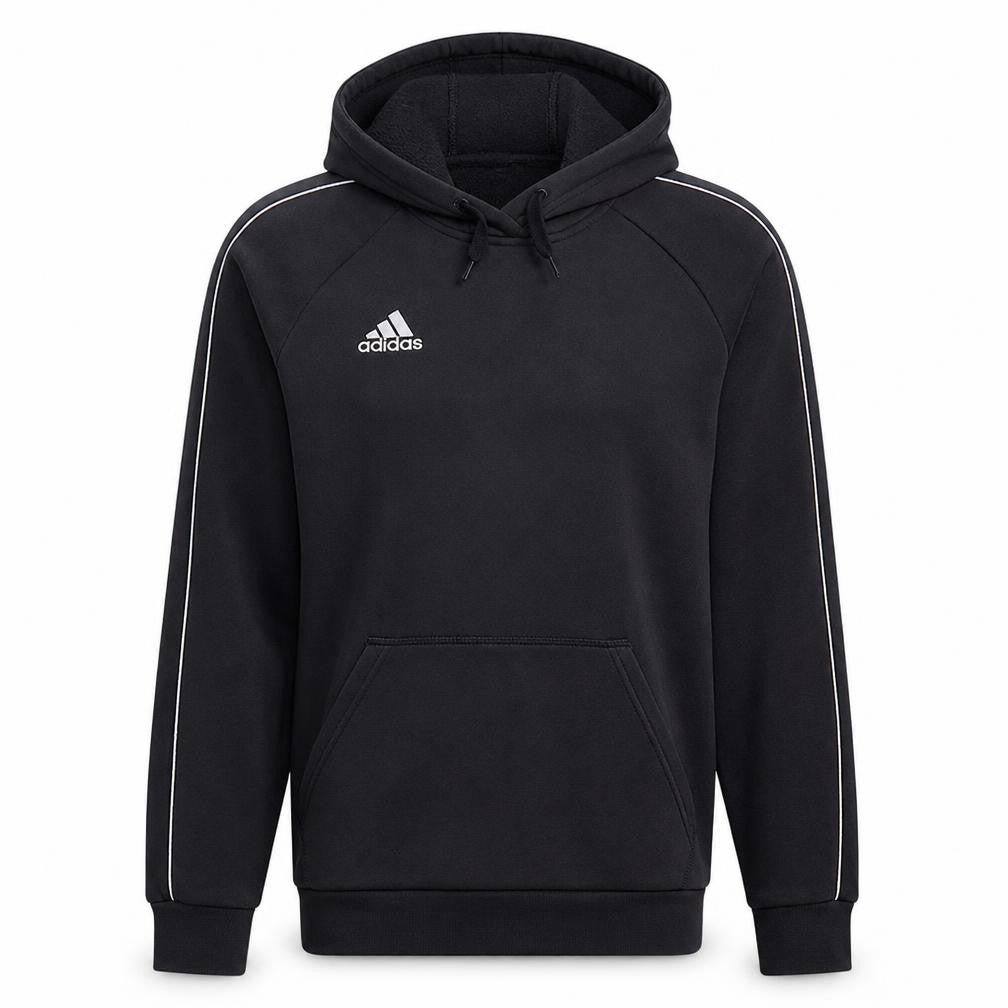 Front view of Adidas Men's Black Pullover Hoodie Small Sports Fleece Sweatshirt