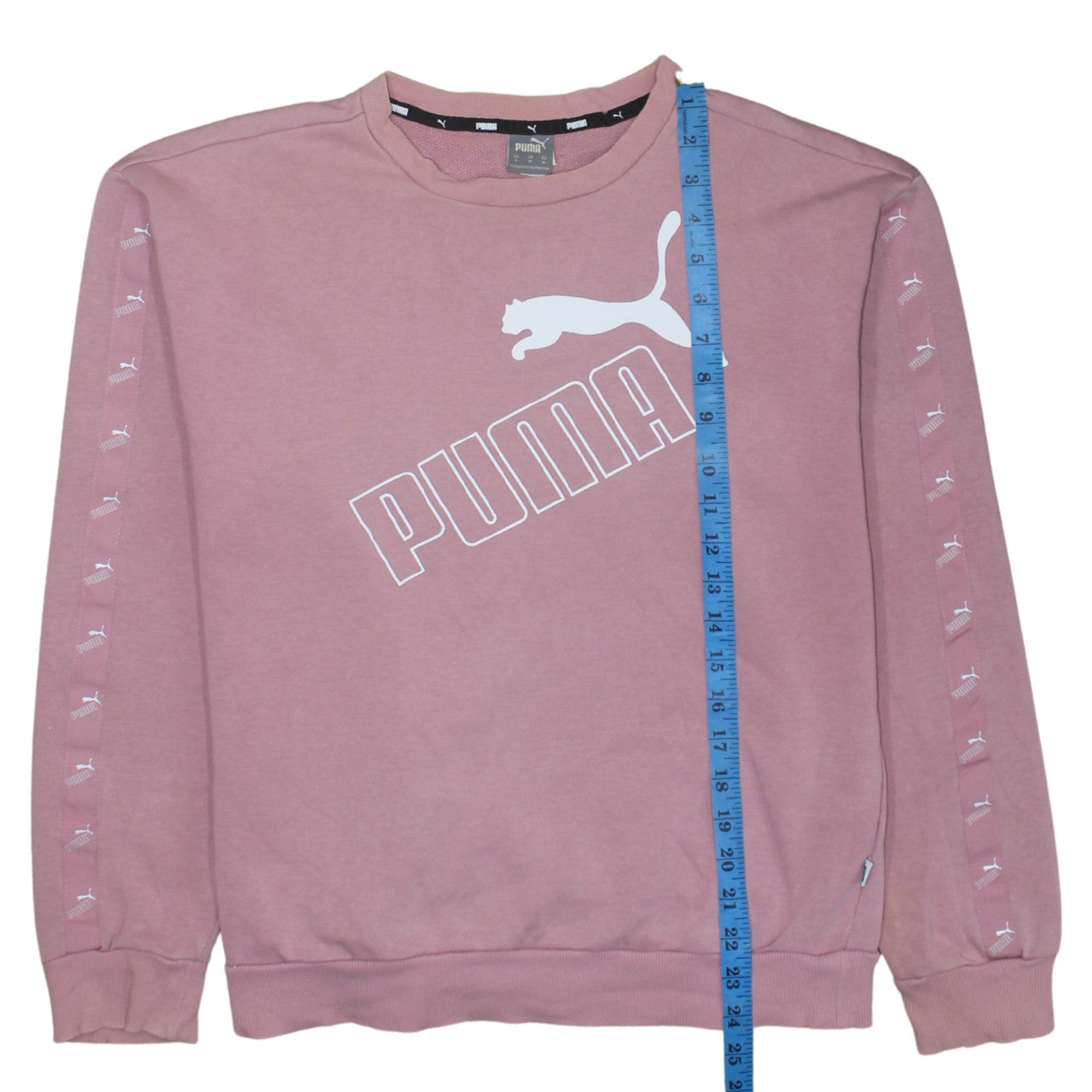Puma Women Pink Crew Neck Pullover Sweatshirt Size 12 M Logo Print
