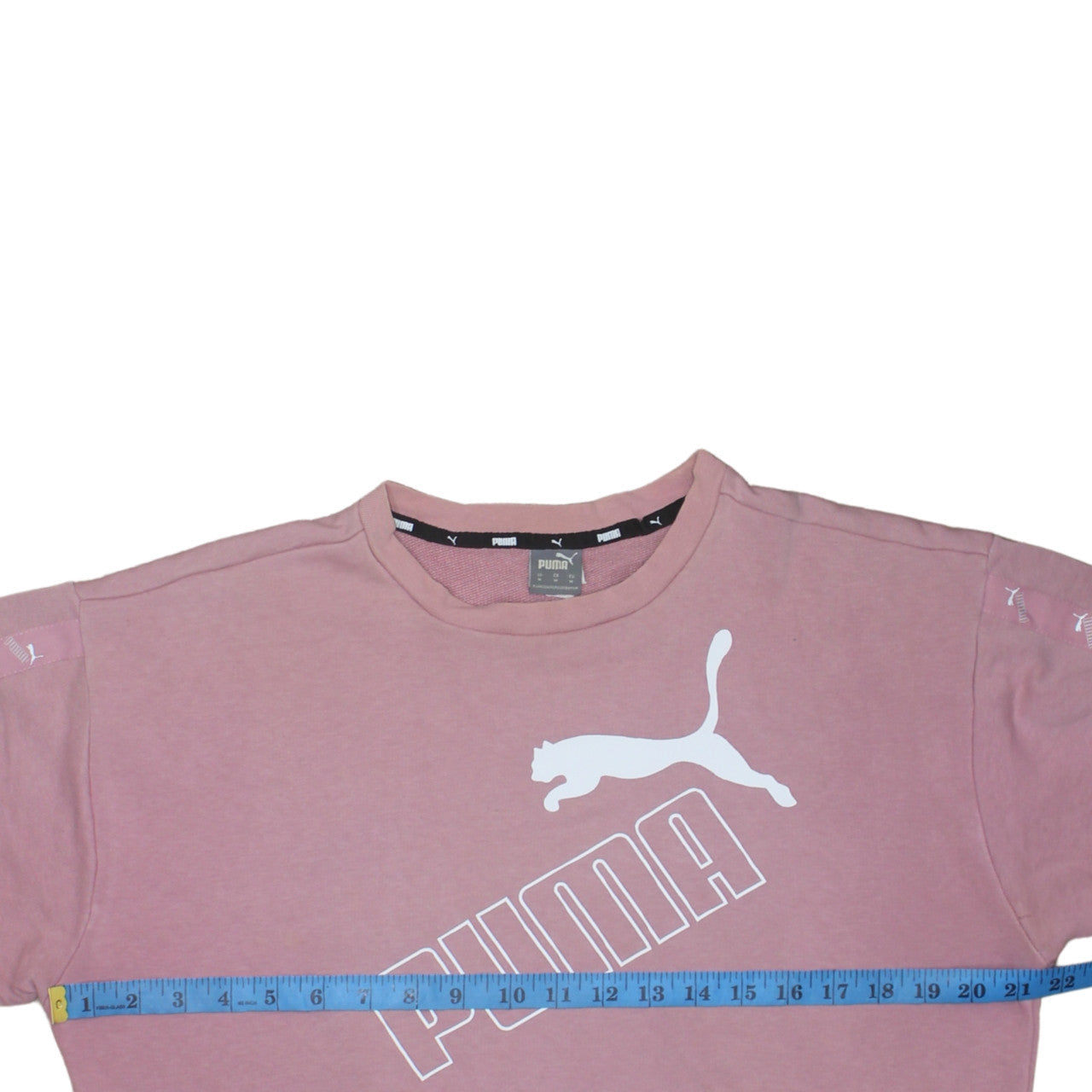 Puma Women Pink Crew Neck Pullover Sweatshirt Size 12 M Logo Print