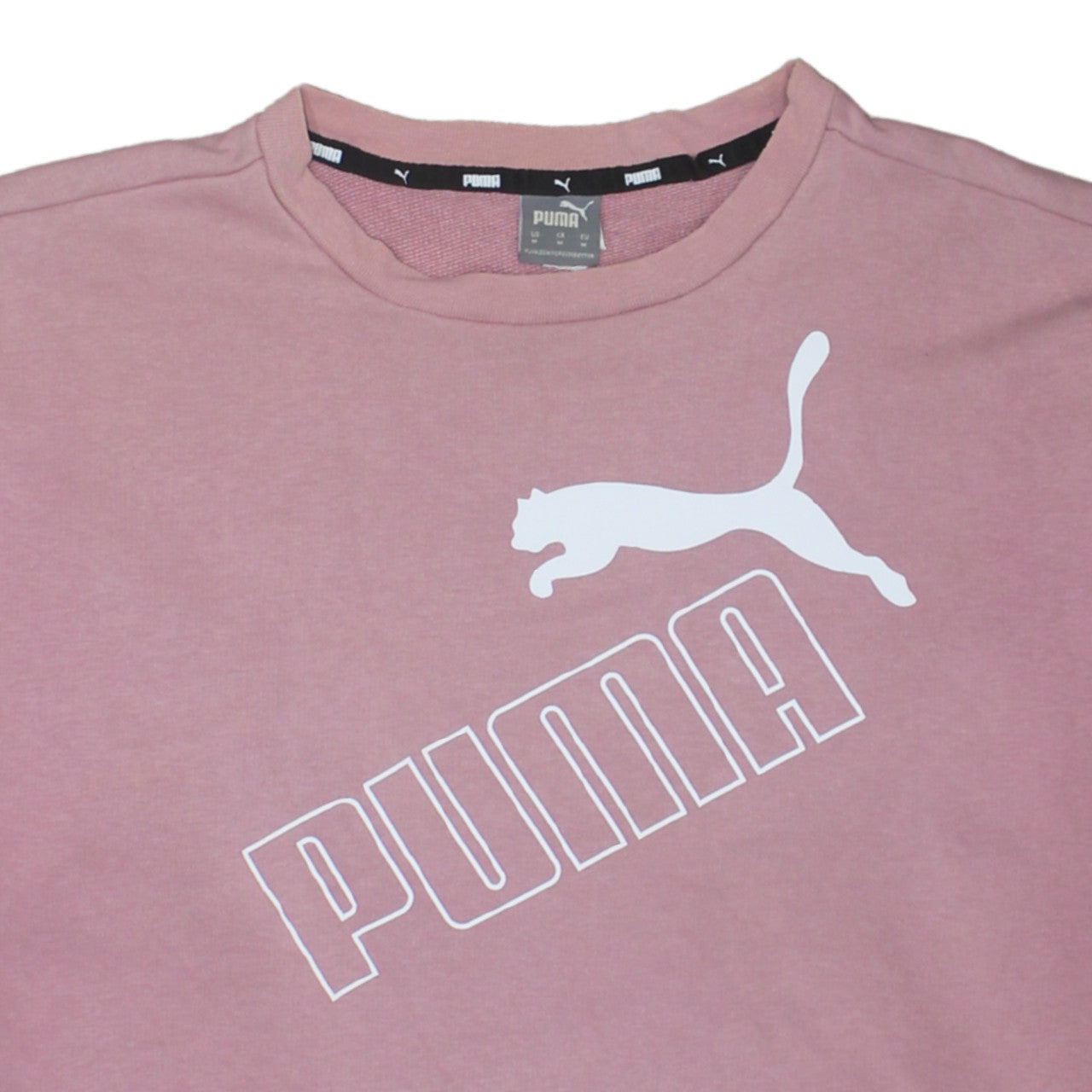 Puma Women Pink Crew Neck Pullover Sweatshirt Size 12 M Logo Print