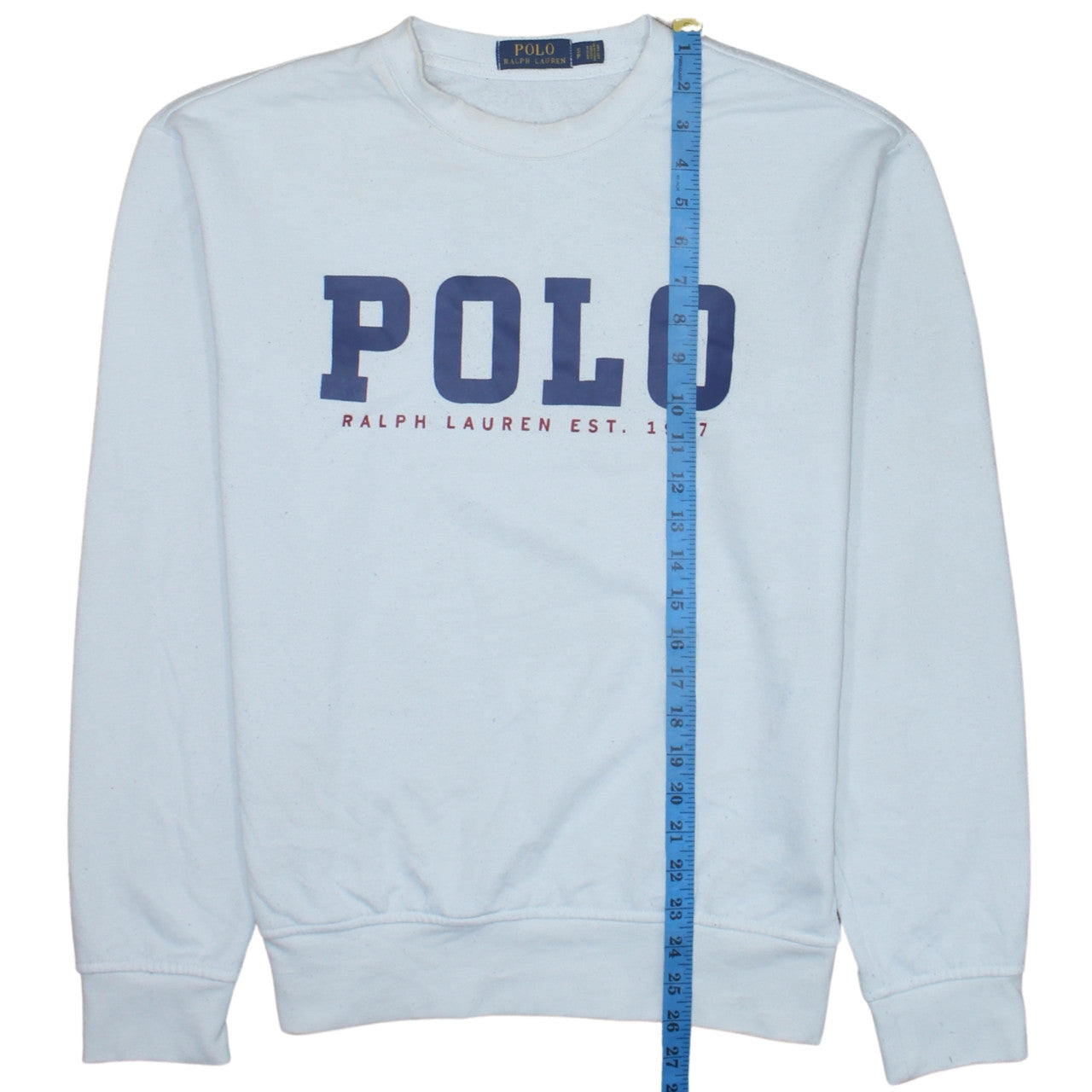 Ralph Lauren Women White Polyester Cotton Crew Neck Pullover Sweatshirt M