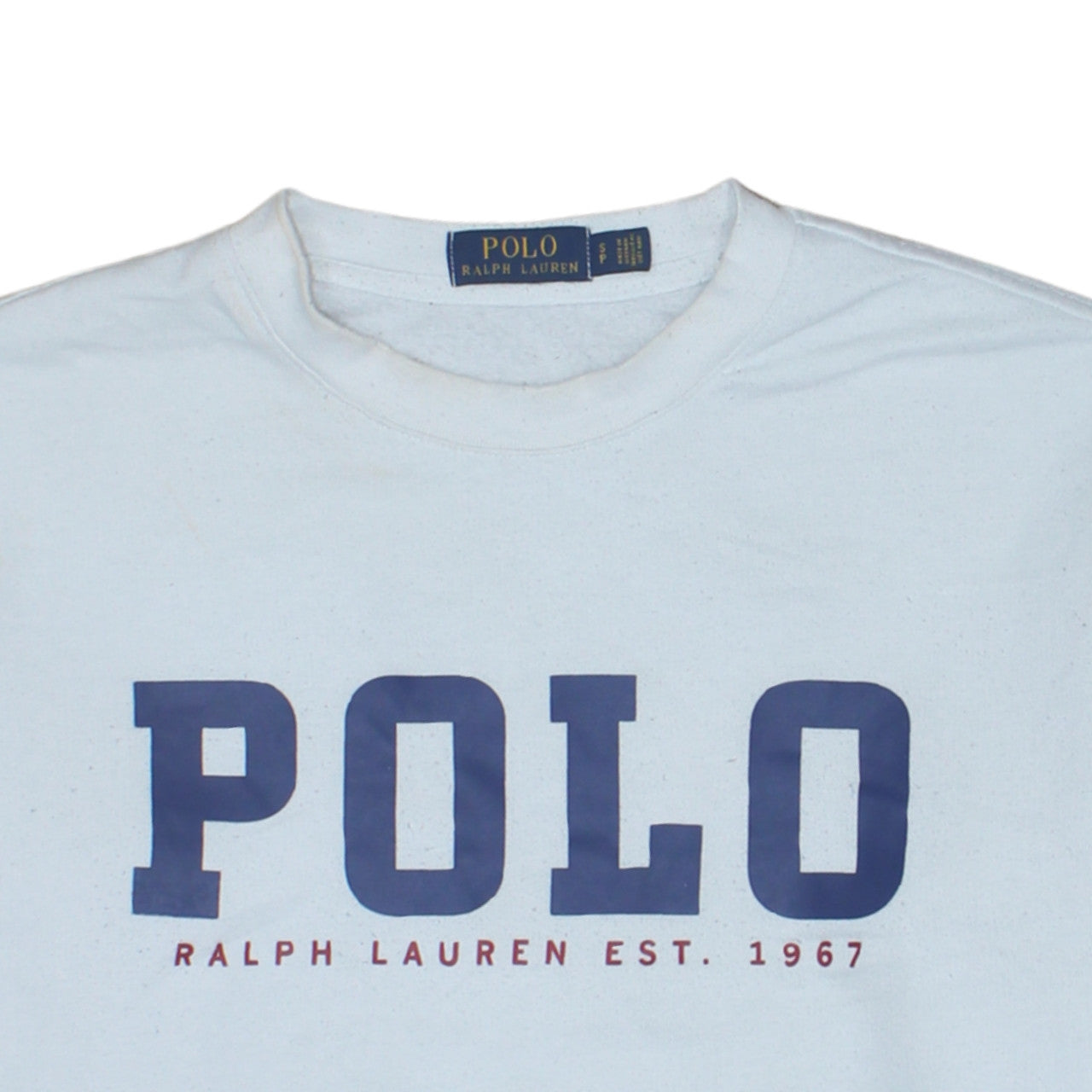 Ralph Lauren Women White Polyester Cotton Crew Neck Pullover Sweatshirt M