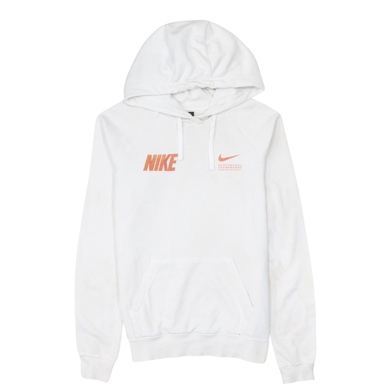 Nike Men's White XS Pullover Hoodie with Orange Logo Print