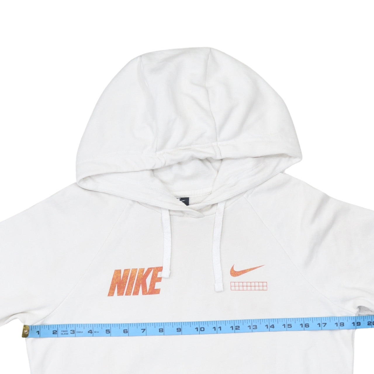 Nike Men's White XS Pullover Hoodie with Orange Logo Print