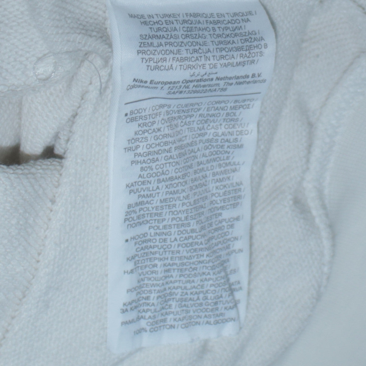 Nike Men's White XS Pullover Hoodie with Orange Logo Print
