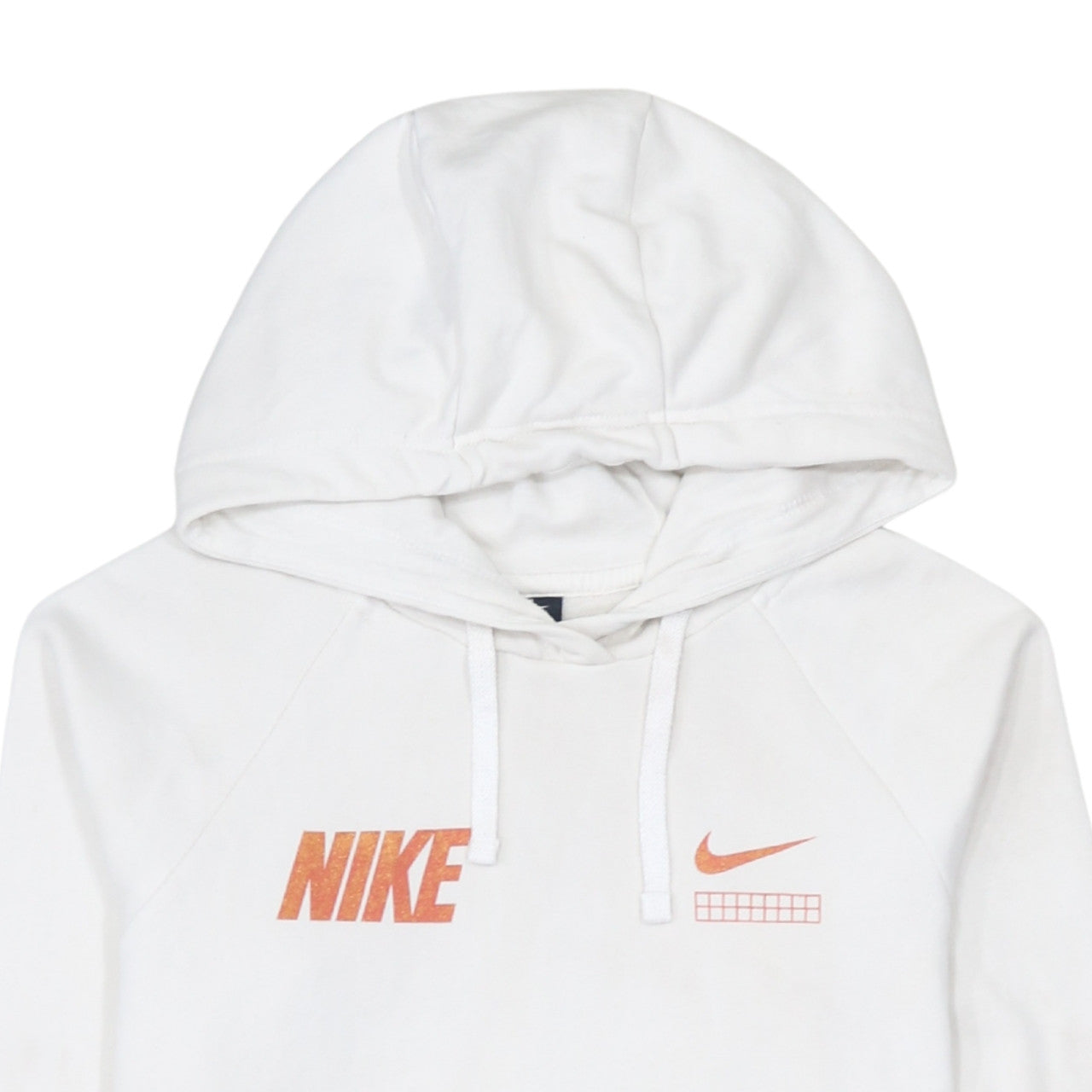 Nike Men's White XS Pullover Hoodie with Orange Logo Print