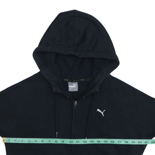 Puma Women Black Full Zip Hoodie Size 10 Hooded Sweatshirt