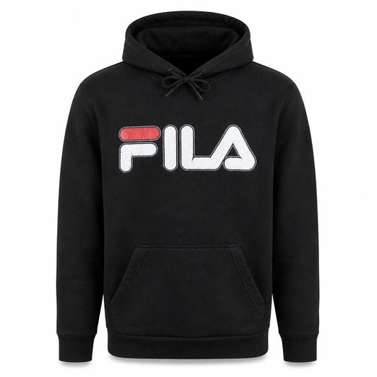 FILA Men's Black Pullover Hoodie Small Logo Sportswear
