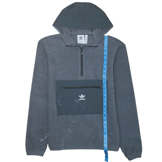 Adidas Mens Grey XS Pullover Fleece 1/2 Zip Hoodie