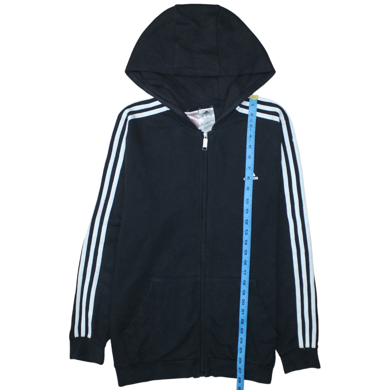adidas Boys Black Full Zip Hoodie 16 Years Fleece Sports Sweatshirt