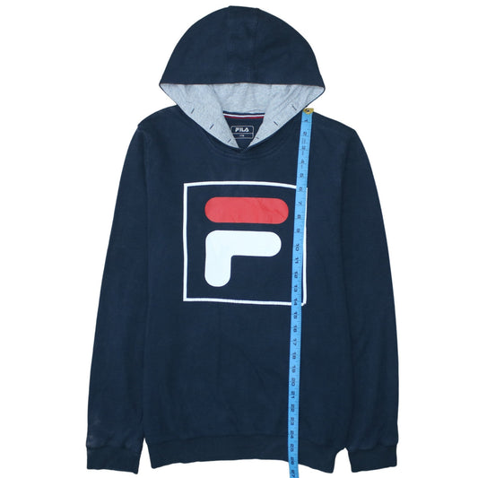 Fila Boys Blue Pullover Hoodie 176 Logo Graphic Cotton Blend Sweatshirt