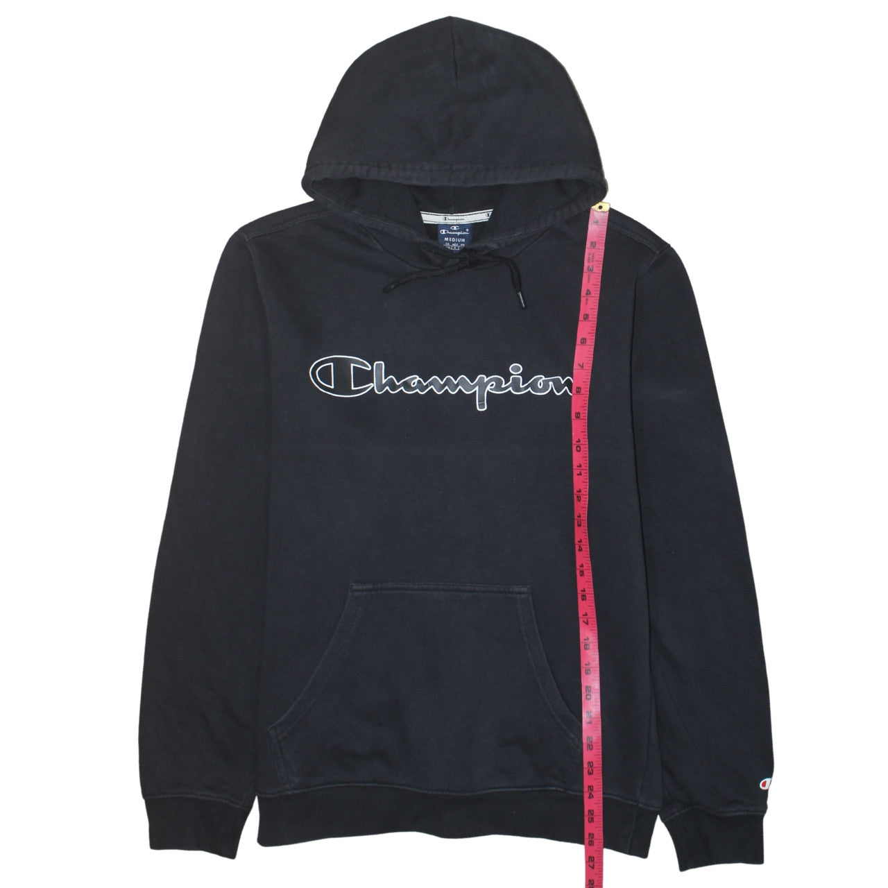 Champion Men’s Black Pullover Hoodie Medium Logo Fleece Sweatshirt