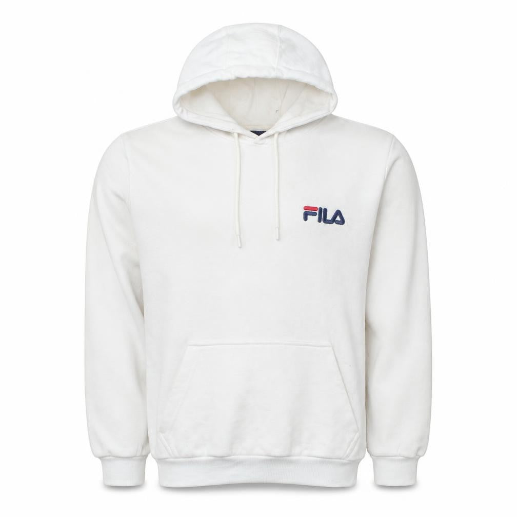 Fila Men's White Pullover Hoodie Size M Logo Sports Sweatshirt
