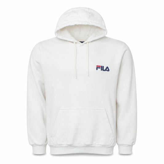 Fila Men's White Pullover Hoodie Size M Logo Sports Sweatshirt