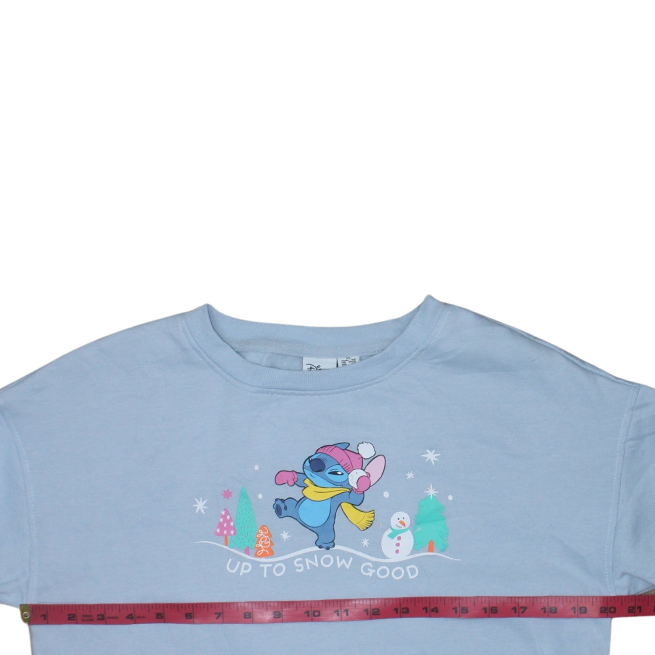 Disney Primark Cares Women Blue XS Pullover Sweatshirt Stitch Winter Theme