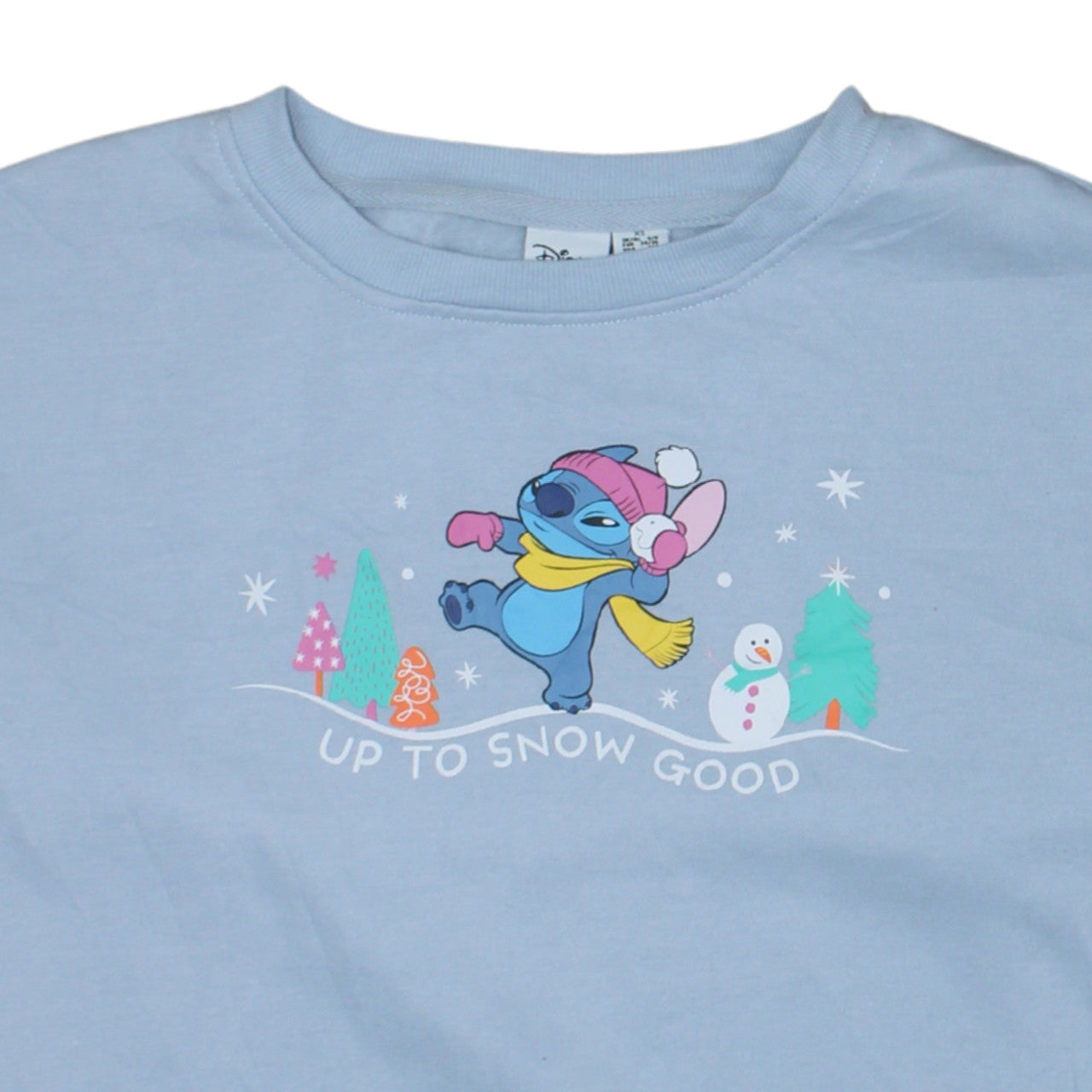 Disney Primark Cares Women Blue XS Pullover Sweatshirt Stitch Winter Theme