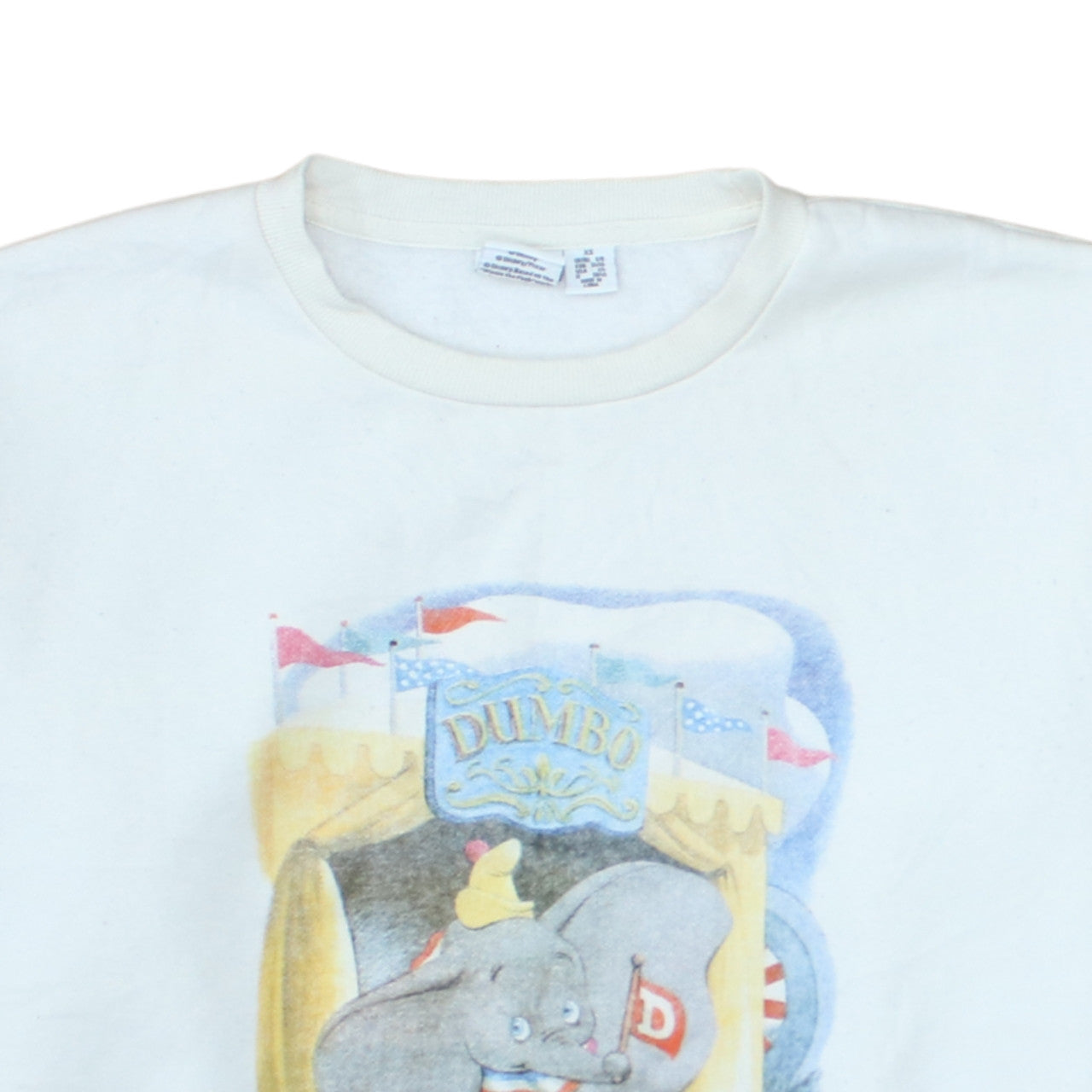 Disney Womens White Sweatshirt XS Dumbo Crew Neck Pullover