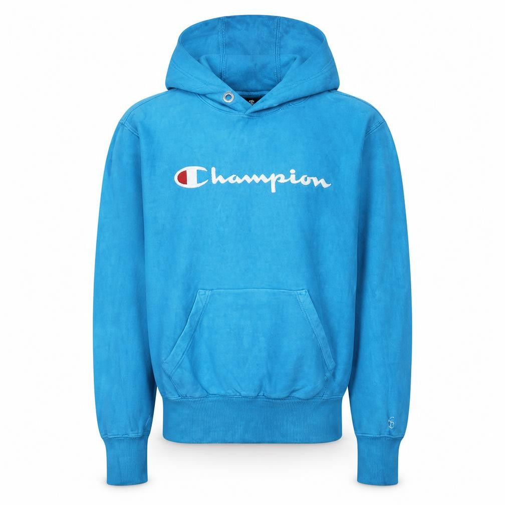 Champion Men's Blue Pullover Hoodie Small Fleece Logo Sweatshirt