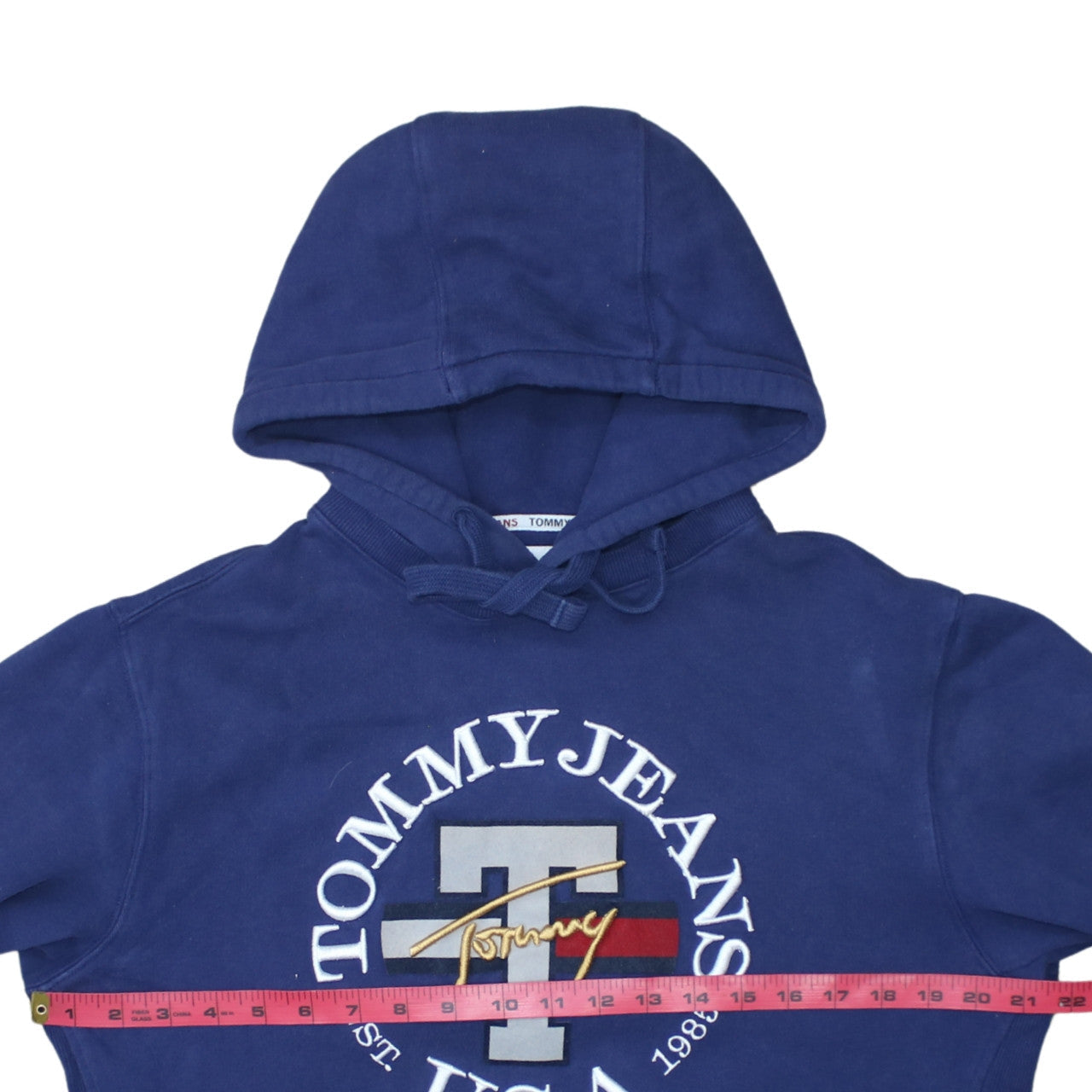 Tommy Jeans Men's Blue Pullover Hoodie Size S Embroidered Logo