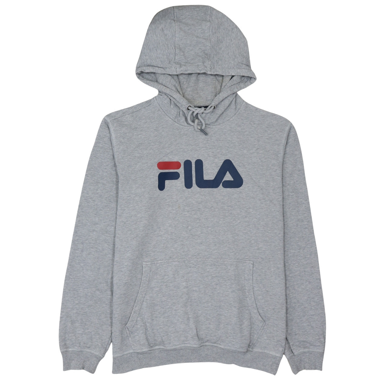 FILA Men's Grey Pullover Hoodie M Logo Sports Sweatshirt